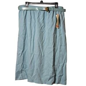 NWT Alfred Dunner 18W Aqua/Pastel Blue Straight/Pencil Skirt with Belt [0185]